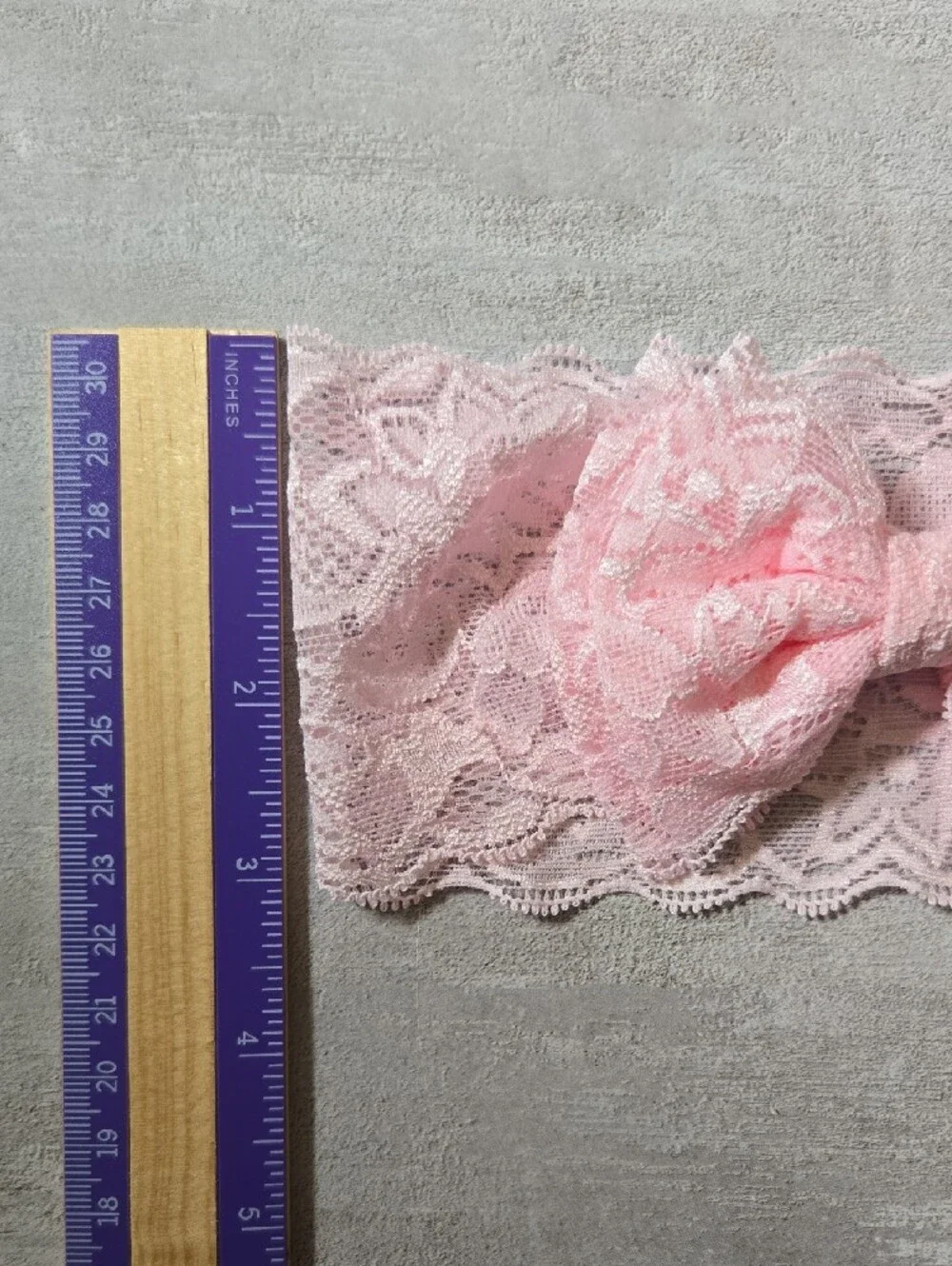 Baby Girl Light Pink Lace Stretch Bow Headband Floral Toddler Hairband Accessory
